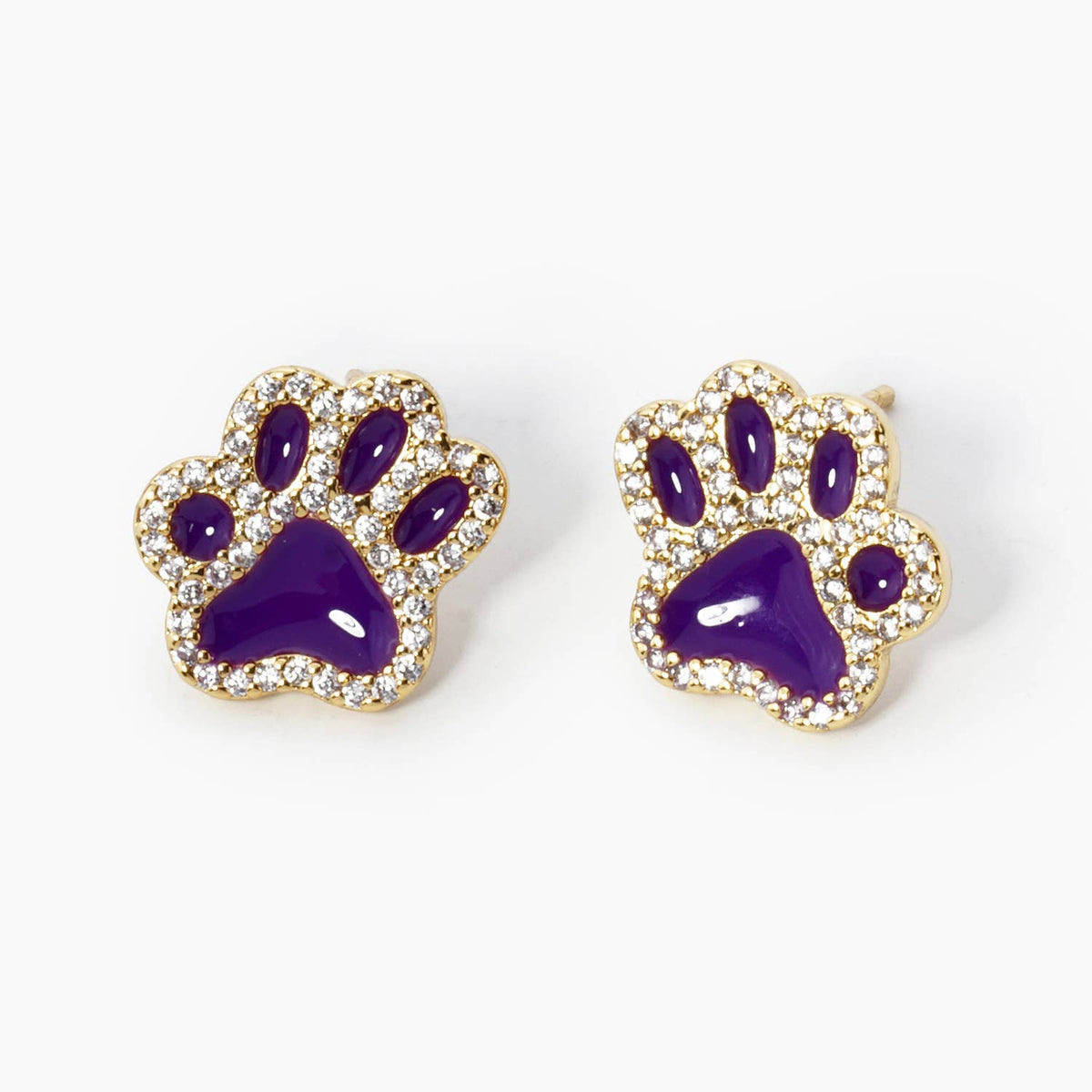 Game Day 13mm Enamel Paw Stud Earrings.