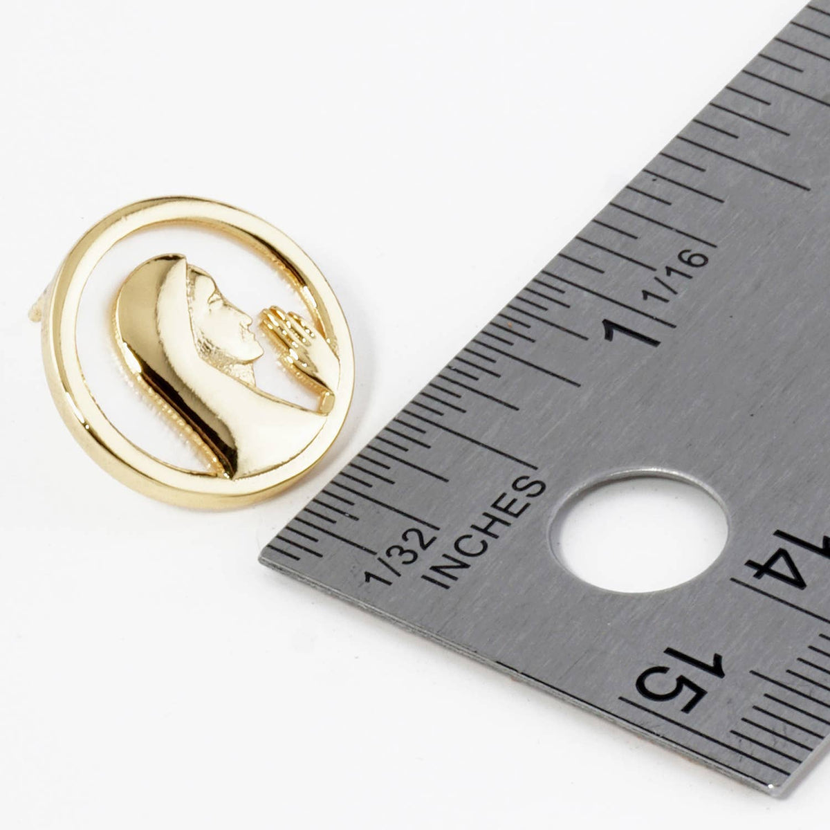 18K GOLD DIPPED MOTHER OF PEARL PRAYER STUD EARRINGS