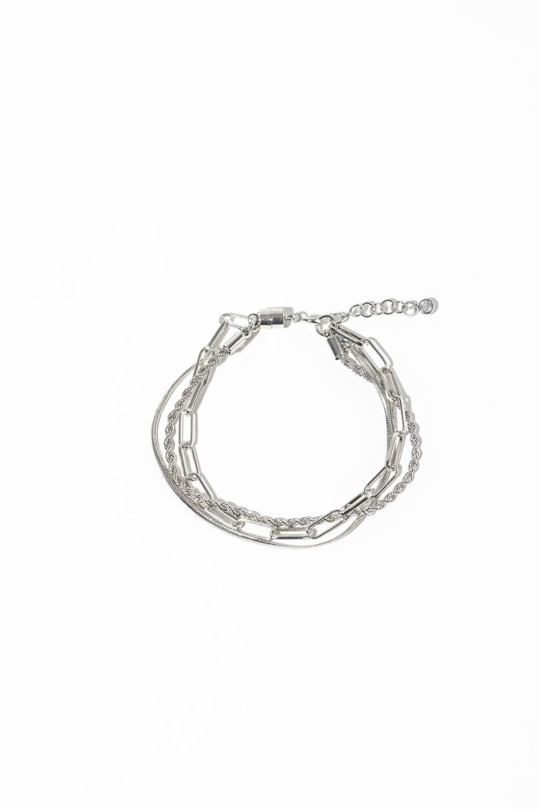 3-in-1 Layered Chain Bracelet with Easy Magnetic Clasp