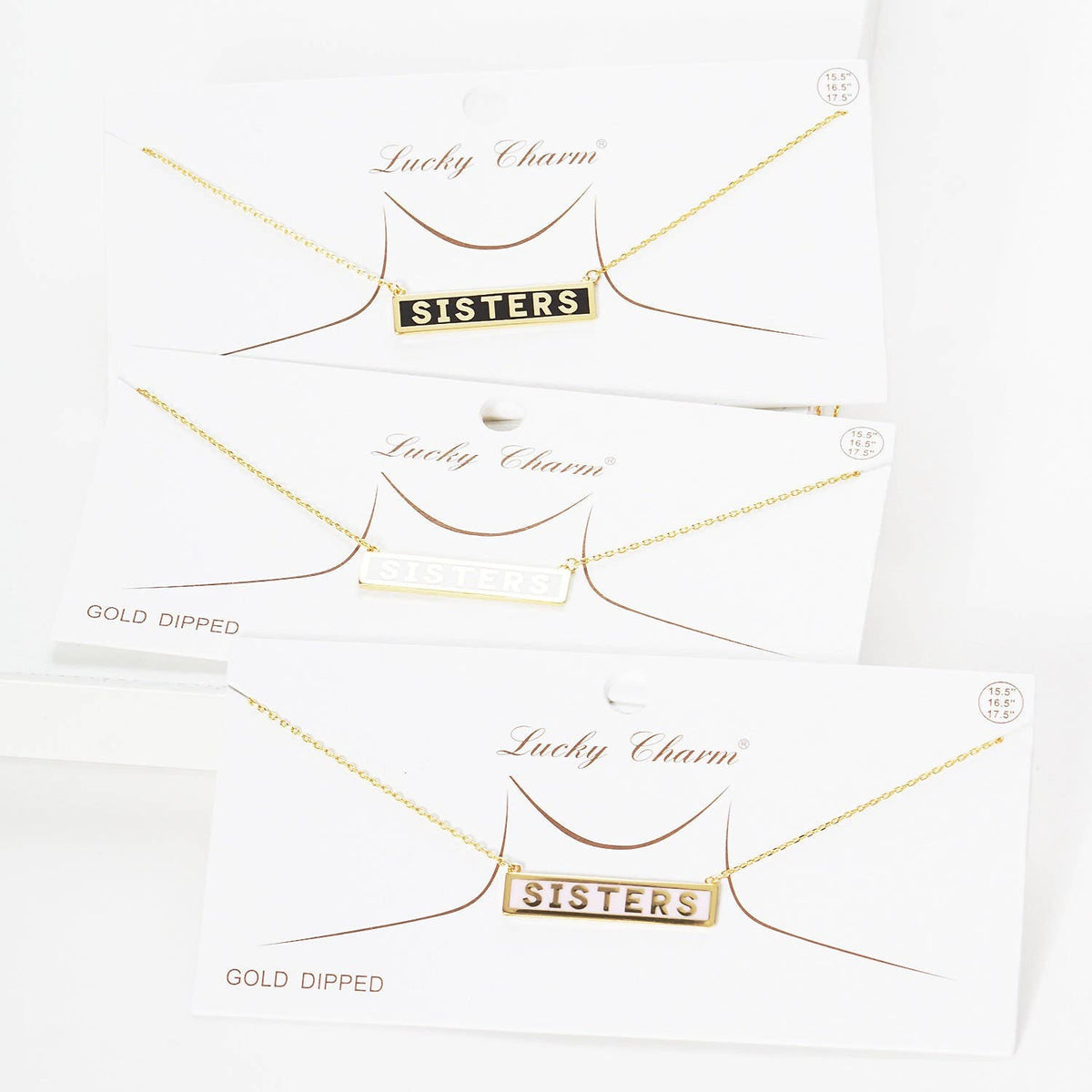 Gold Plated Mini Bar SISTERS Necklace