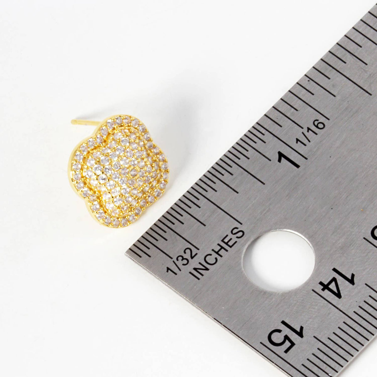 Dainty Pave Clover Stud Earrings