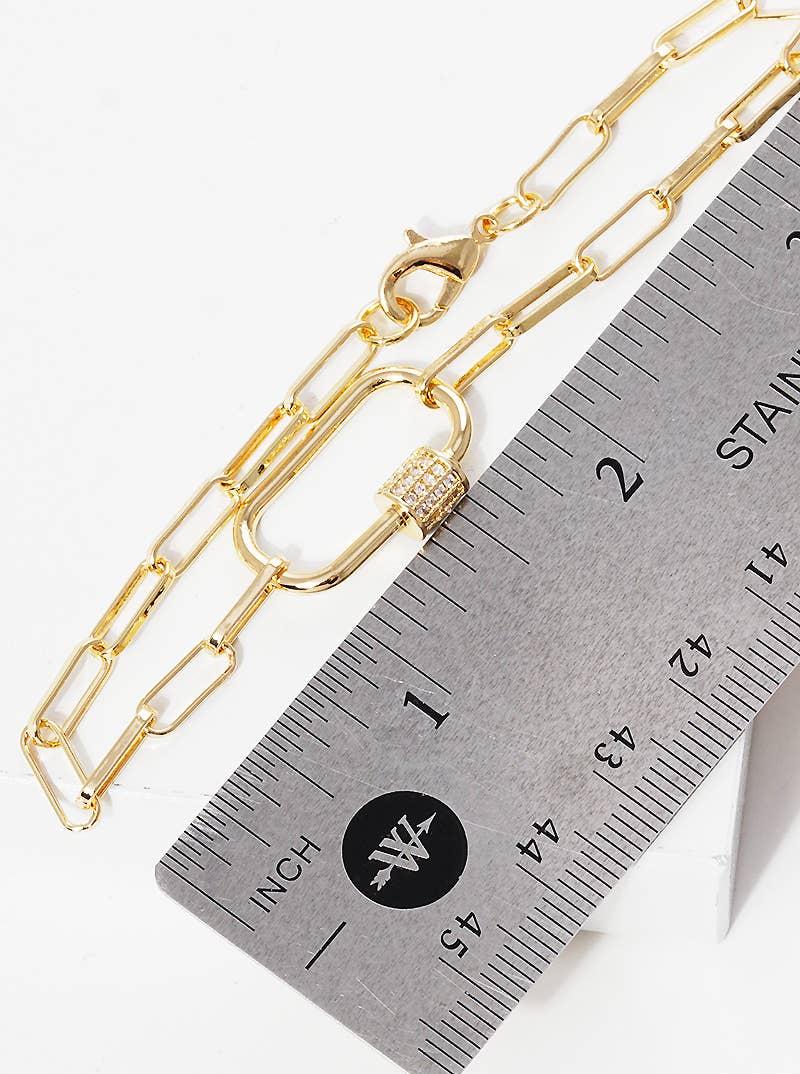 Pave Lock Link Chain Bracelet