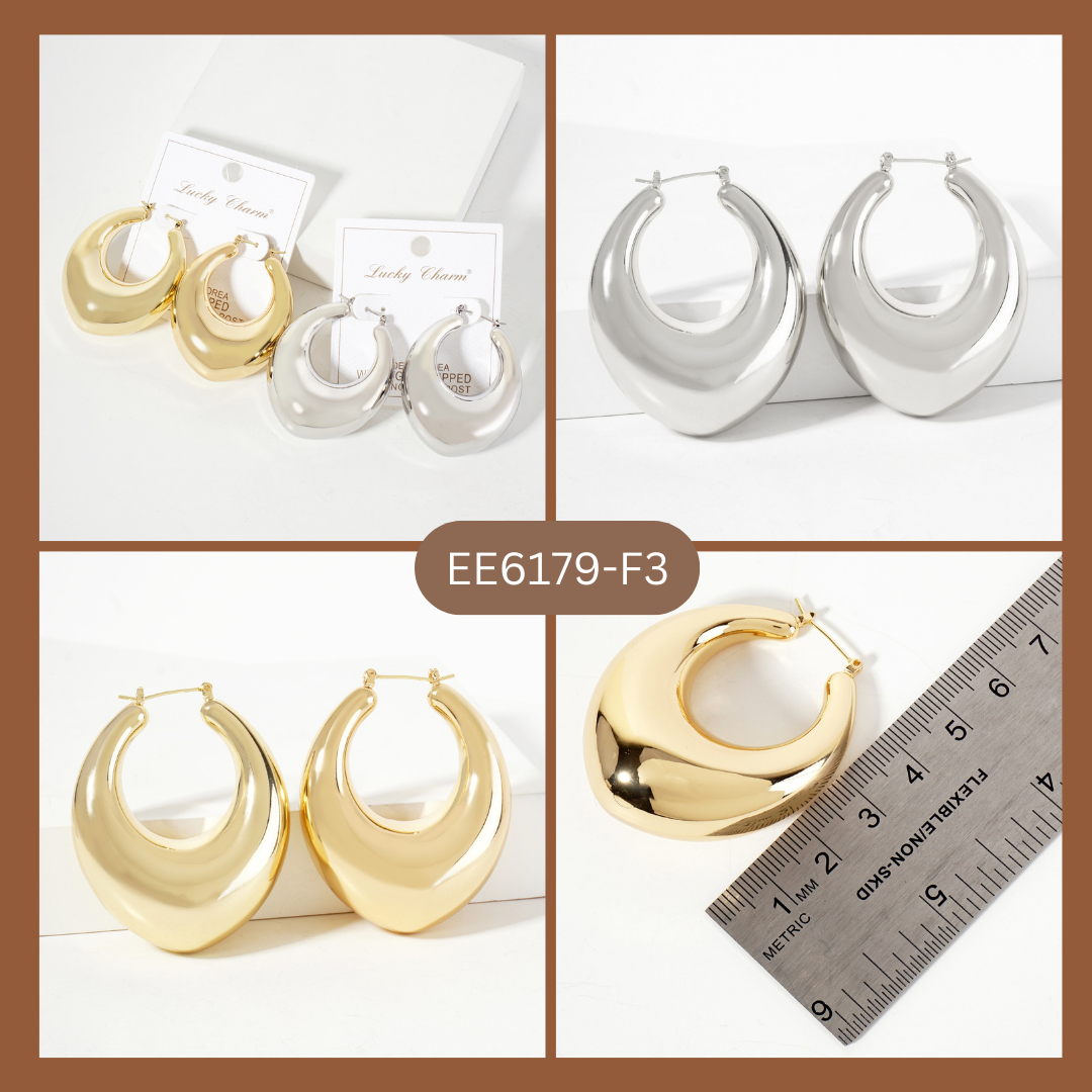 Polished Brass Hollow Tapered Round Tube Hoop Earrings