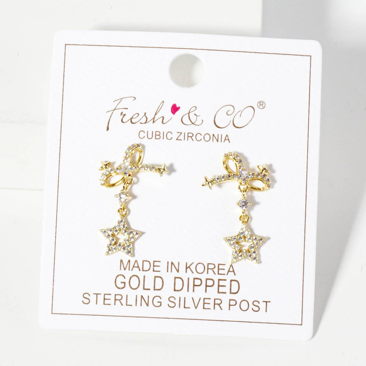 Celestial-Theme Star Drop Bow Post Earrings