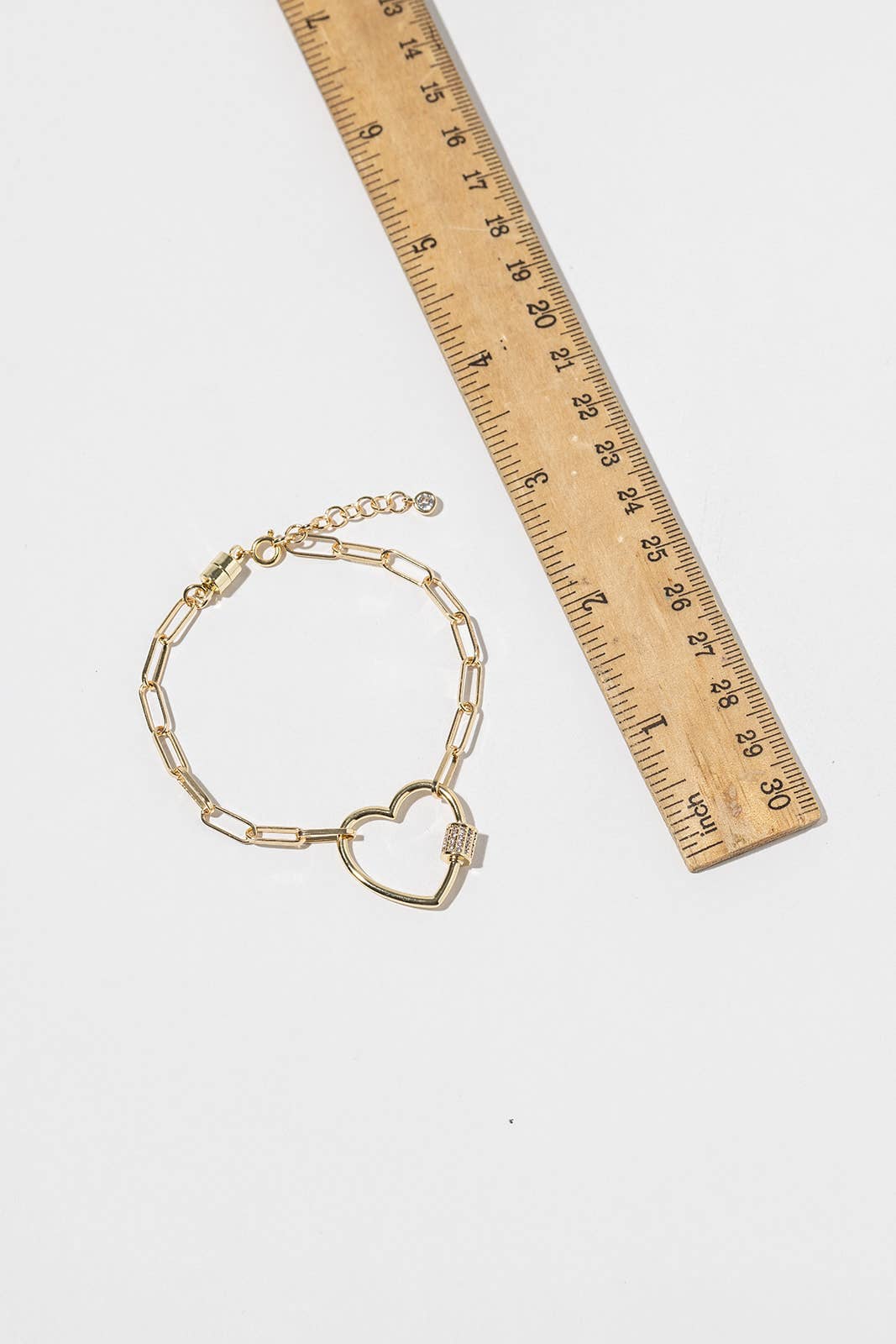 Heart Carabiner Link Bracelet with Magnetic Clasp