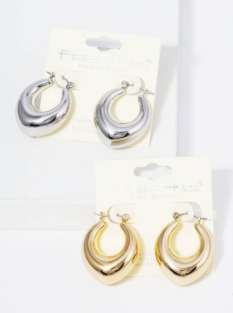 Gold Chunky Oval Huggie Earrings