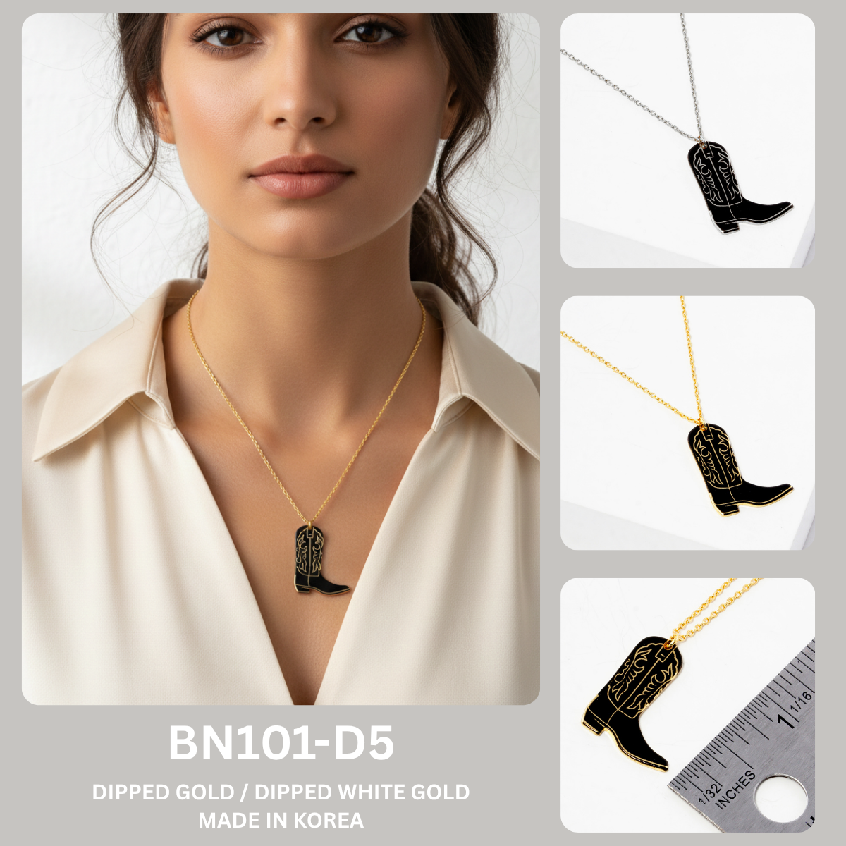 Enamel Cowboy Boot Pendant Necklace