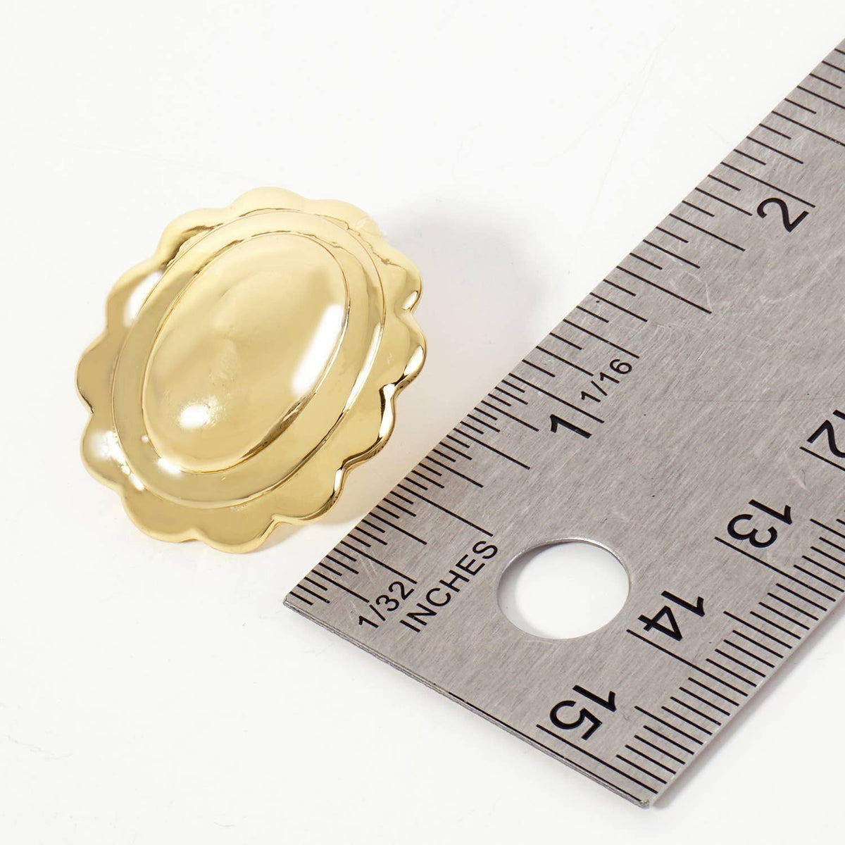 Polished Brass Soft-Curve Wavy Oval Stud Earrings