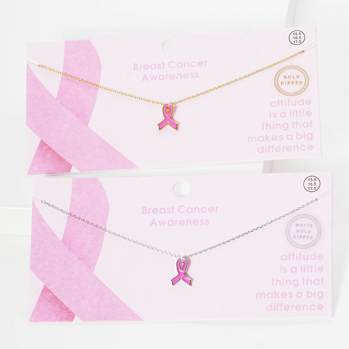 Breast Cancer Awareness Pink Ribbon Pendant Necklace