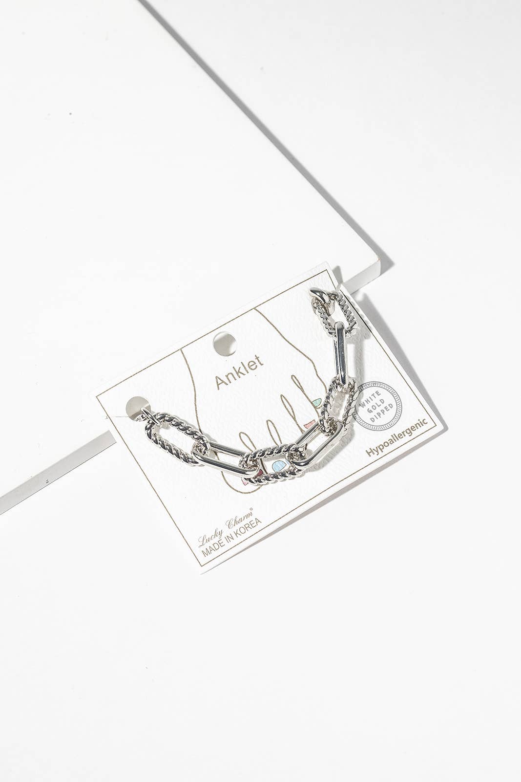 Mixed Texture Paperclip & Rope Chain Anklet