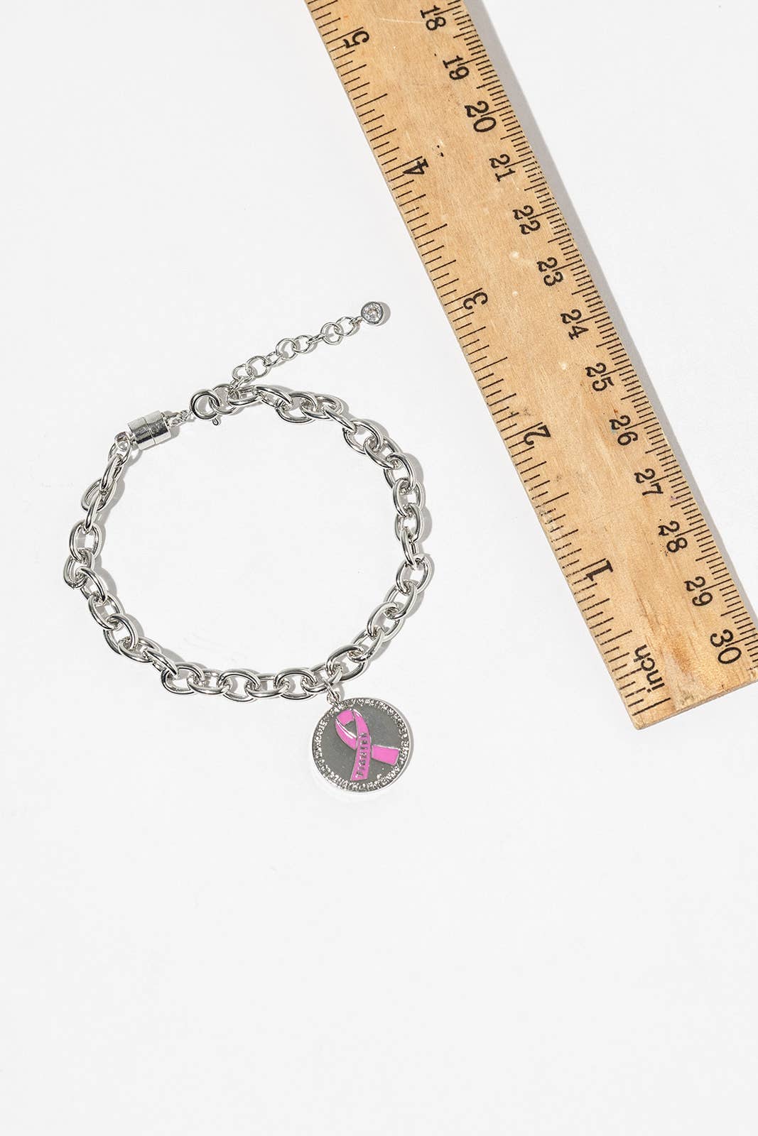 Pink Ribbon "Fighter" Breast Cancer Awareness Magnetic Clasp