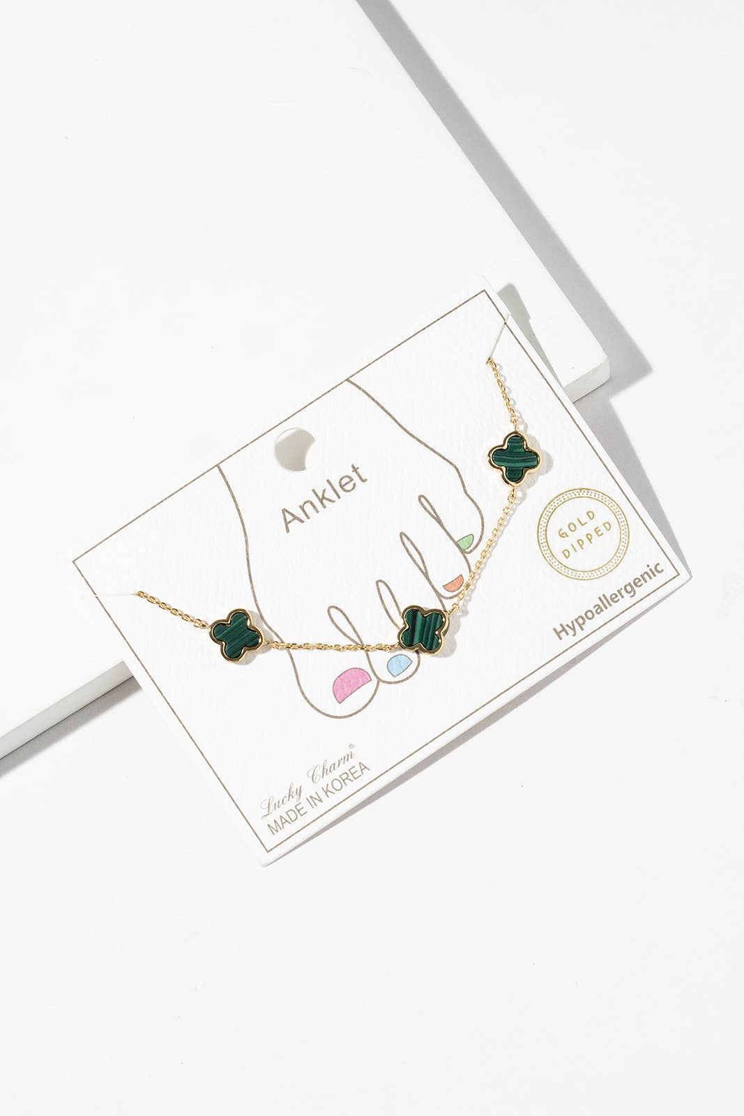 Lucky Charm Four-Leaf Clover Station Anklet - Multiple Color