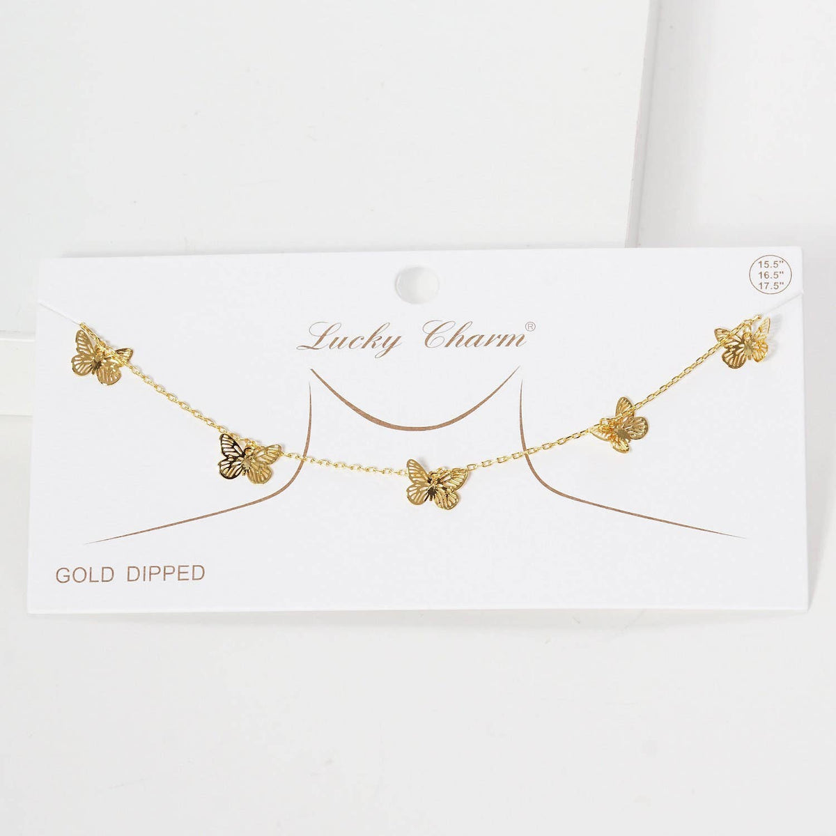 5 Gold Plated Tiny Butterfly Charm Necklace