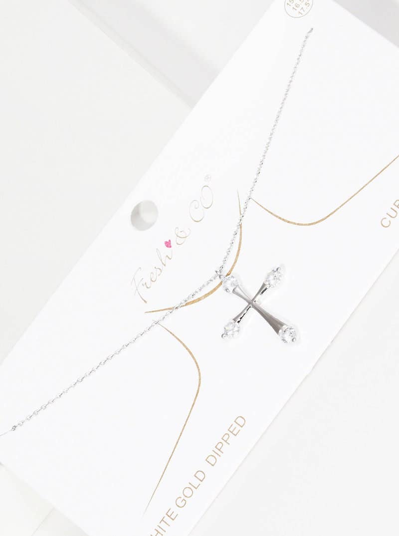 Round Baguette Cut Cross Necklace