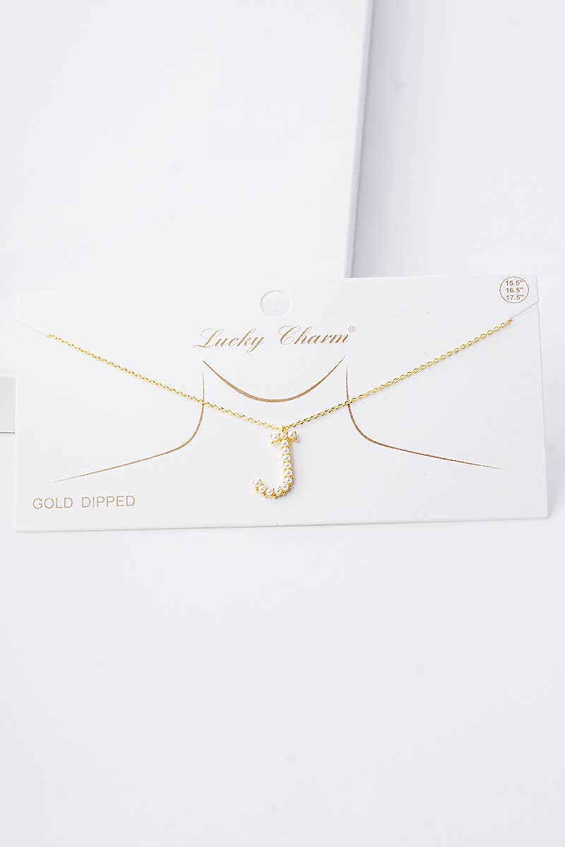 Gold Plated Pearl Initial Necklace