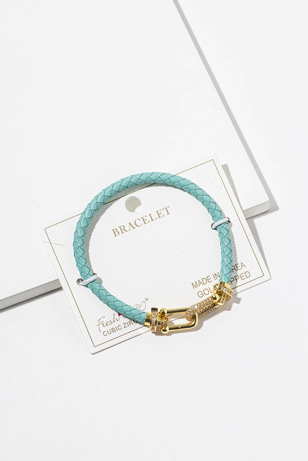 Braided Leather Horseshoe Bracelet