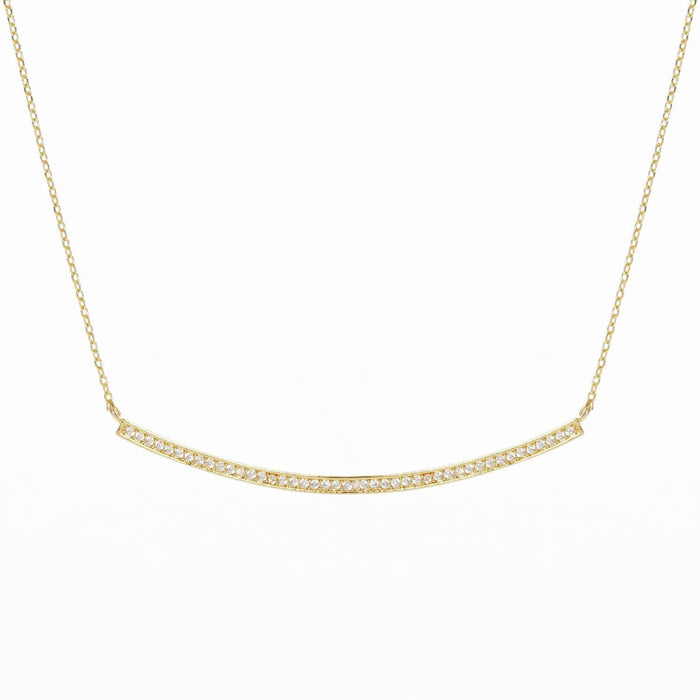 Gold Pave Curve Bar Necklace