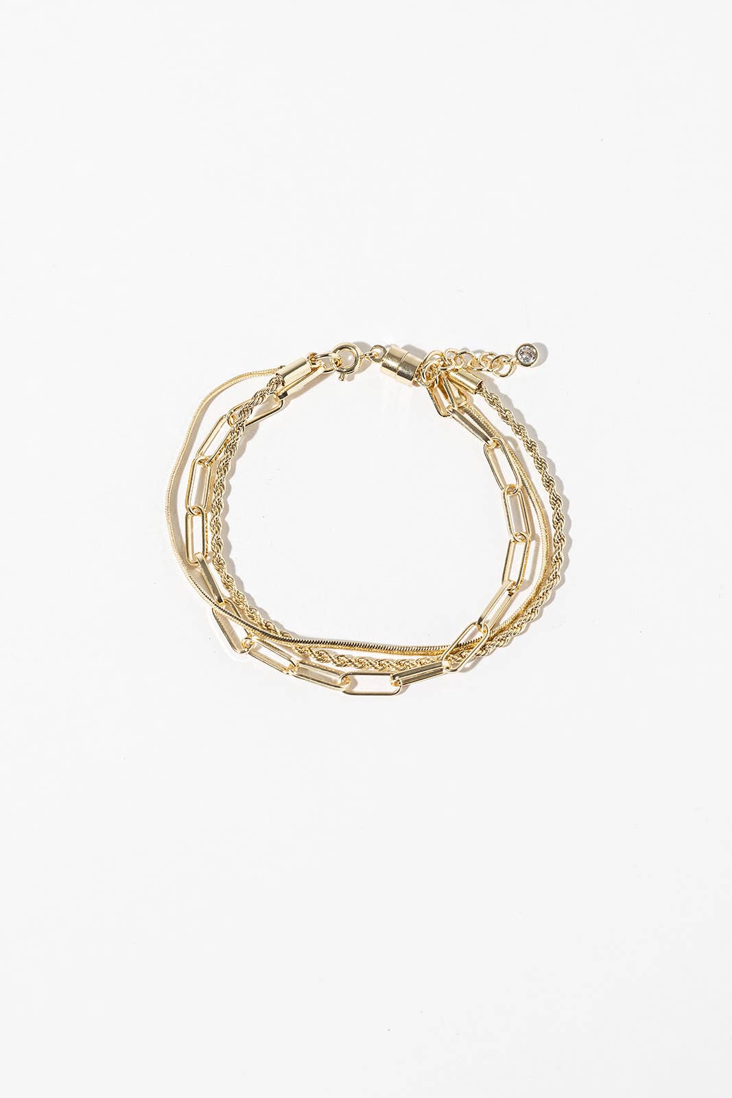 3-in-1 Layered Chain Bracelet with Easy Magnetic Clasp