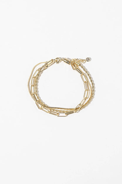 3-in-1 Layered Chain Bracelet with Easy Magnetic Clasp