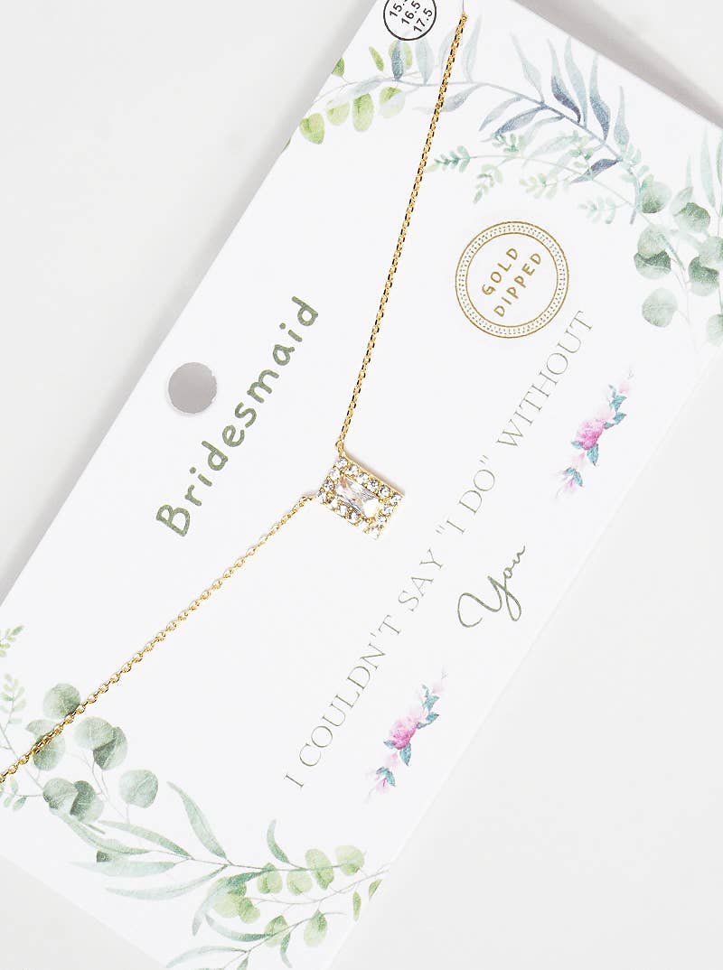 Bridesmaid Emerald Cut Cubic Zirconia Pendant Necklace