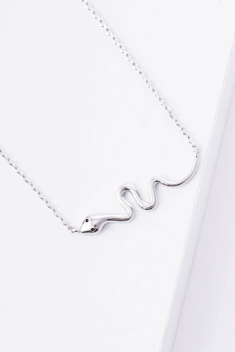 Gold Plated Tiny Snake Charm Necklace