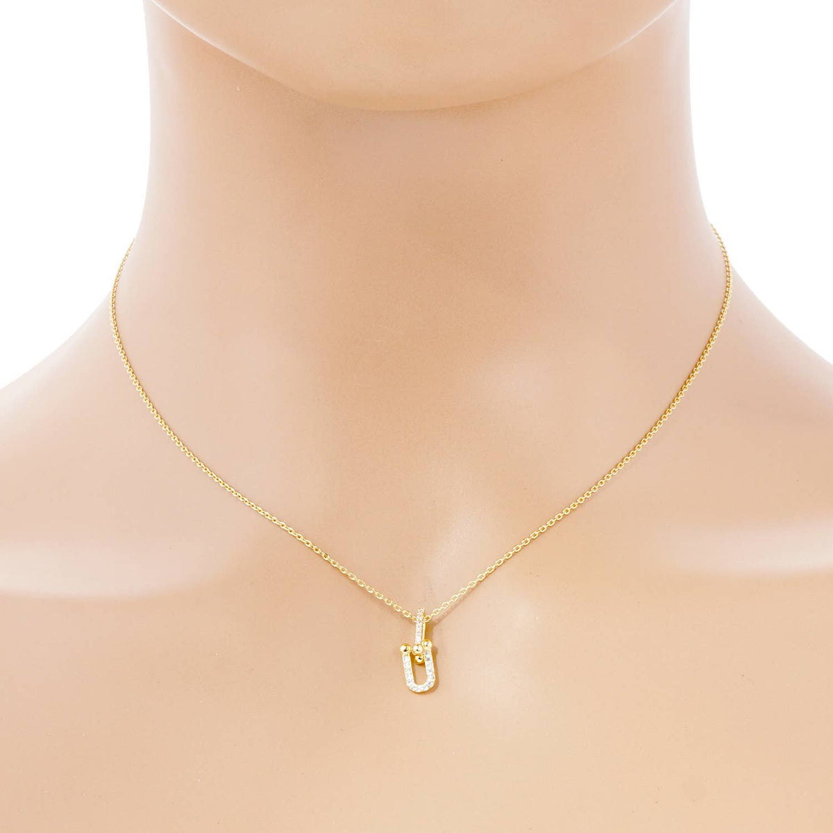 Gold Plated U-Shaped Clip Necklace