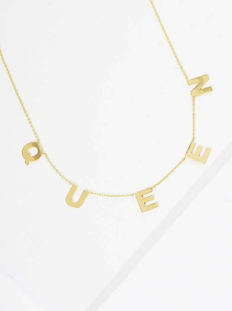 Mini Spaced Letter Queen Necklace