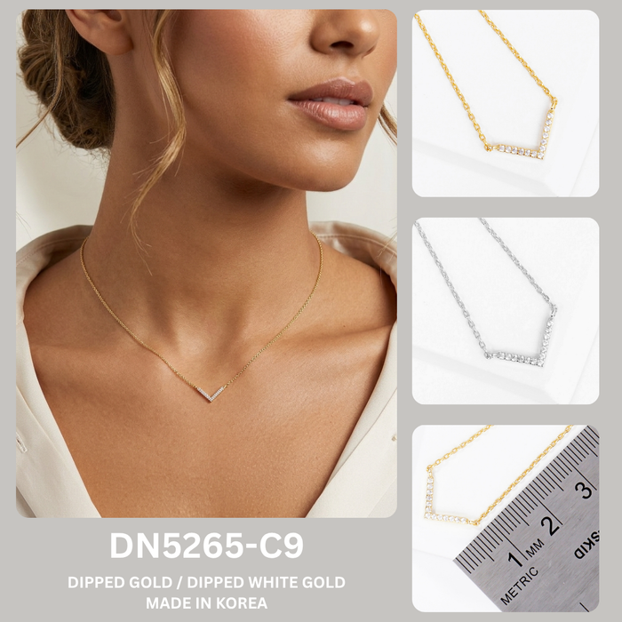Dainty Pavé V-Bar Necklace