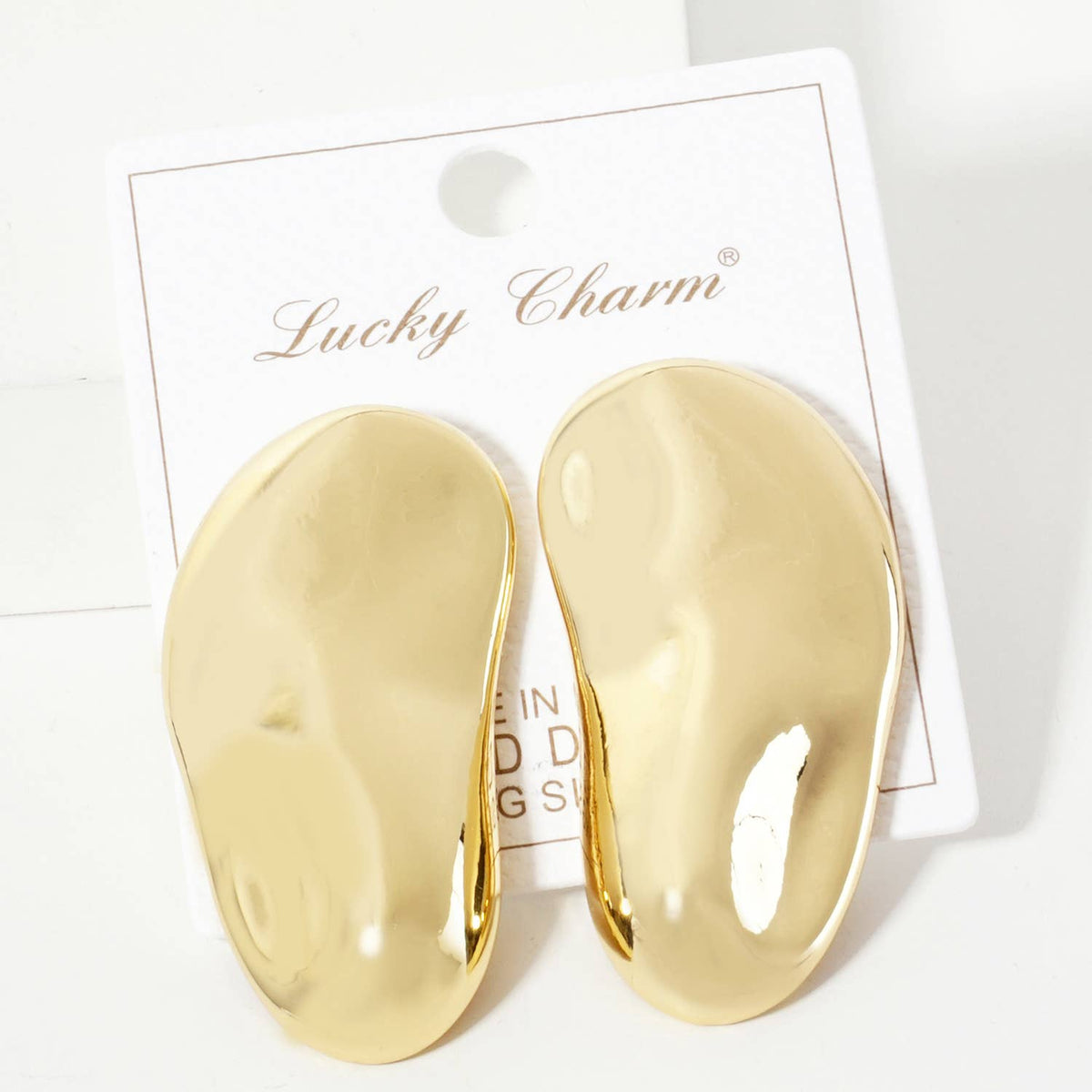 Polished Brass Hand-Pressed-Texture Statement Earrings