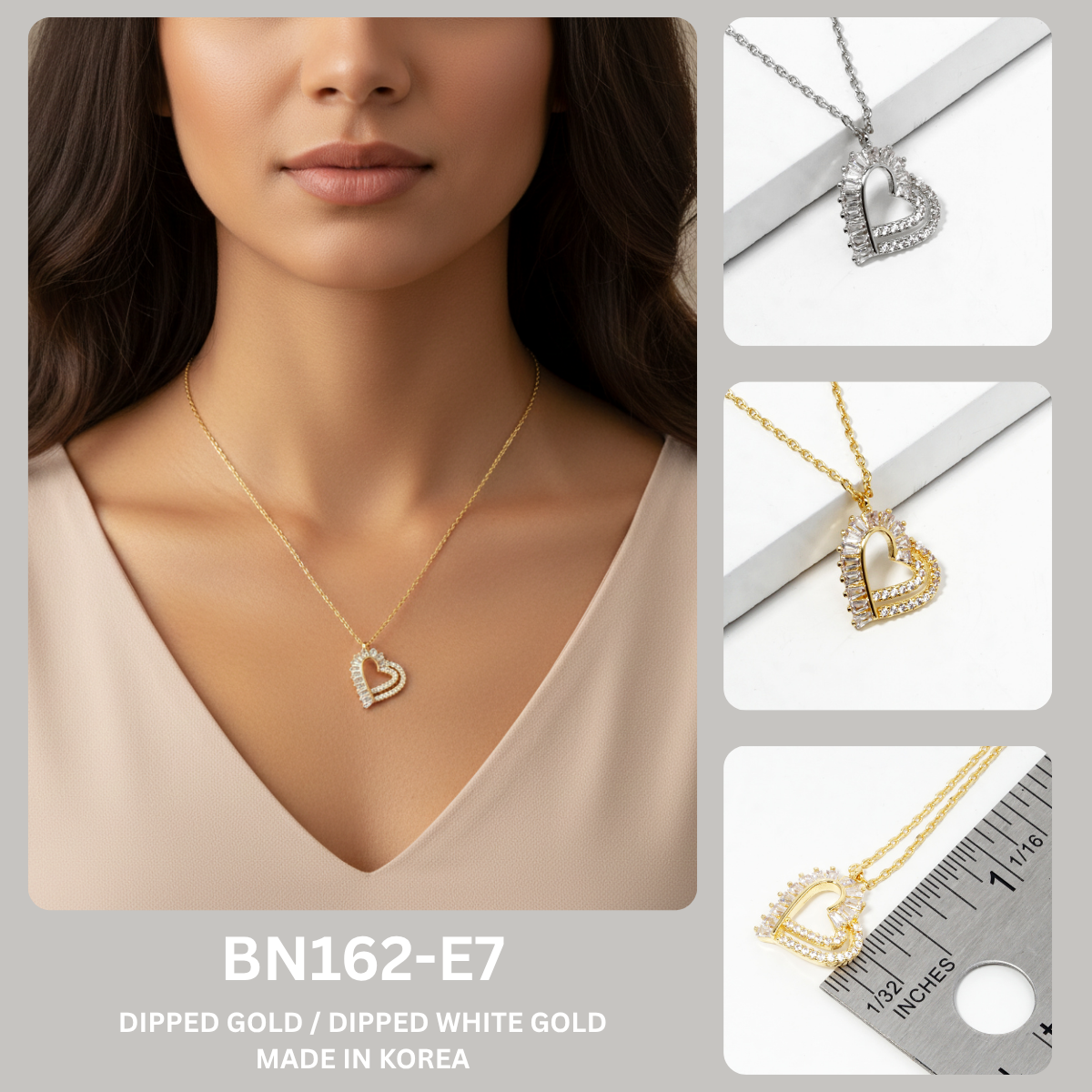 18K Gold Dipped CZ Pave Heart Pendant Delicate Necklace