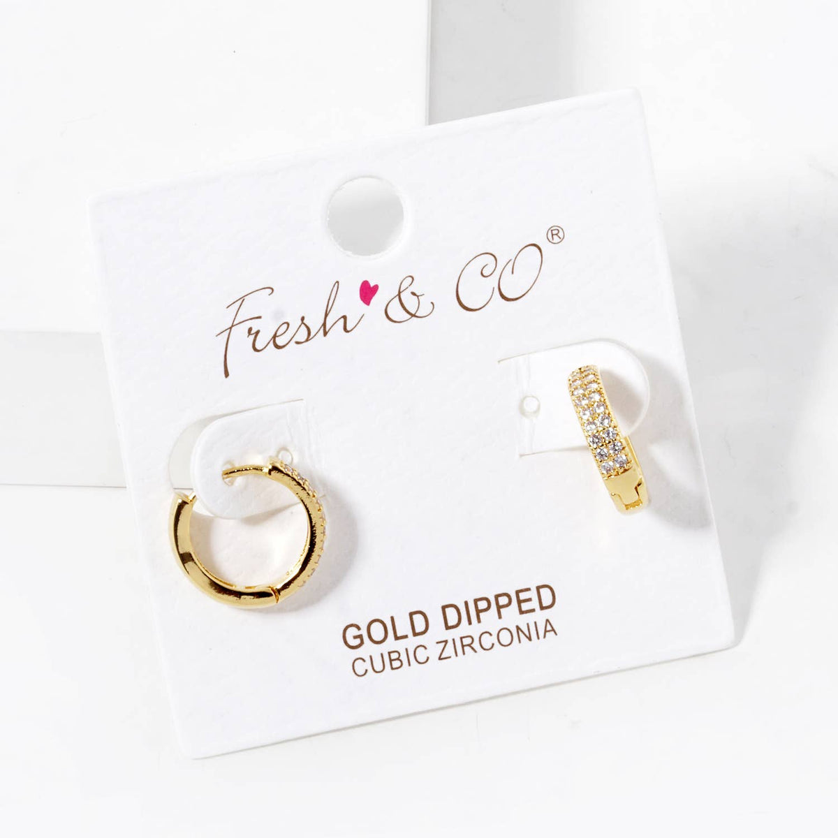 18K Gold Dipped CZ Pave 12mm Huggie Hoop Earrings