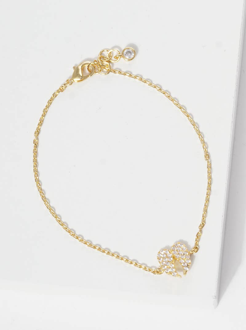 Minimalist Pavé Angel Wing Charm Bracelet
