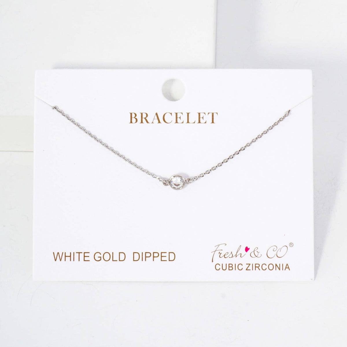 4mm CZ-Stone 18K-Gold-Dipped Chain Bracelet