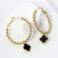 12MM QUATREFOIL DROP 30MM BALL BEADED LEVERBACK HOOP
