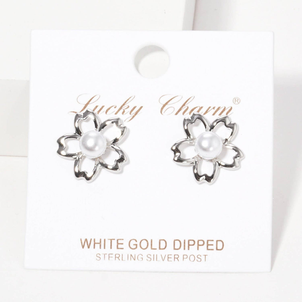 Gold Freshwater Pearl Floral Stud Earrings