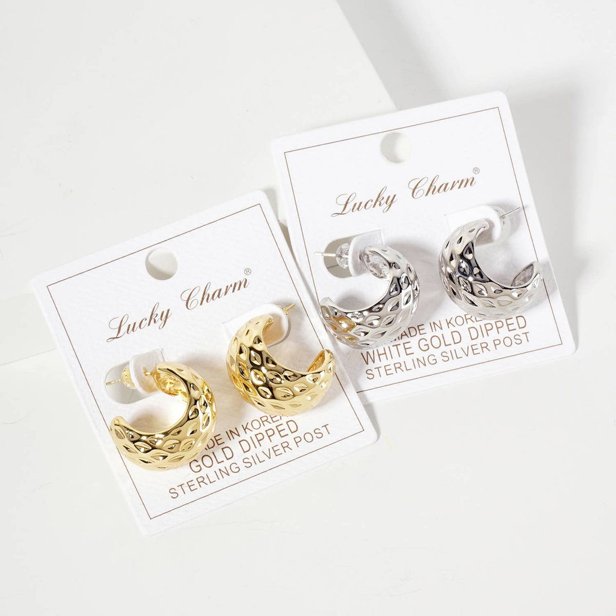 Polished Brass Sculpted Rhombus Open Hoop Earrings