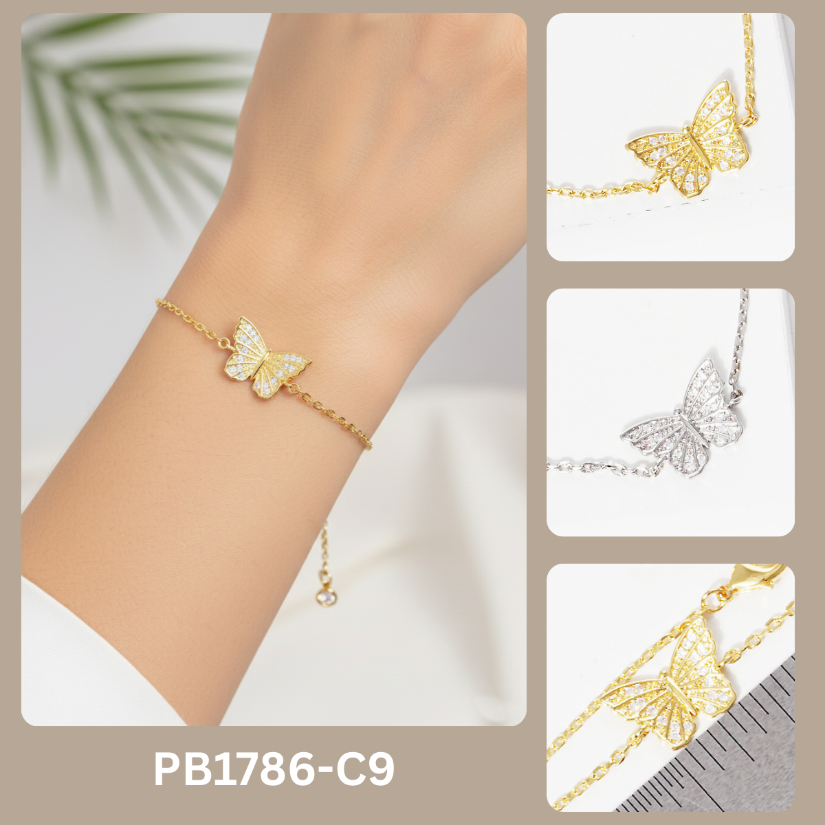 Minimalist Pavé Butterfly Charm Bracelet