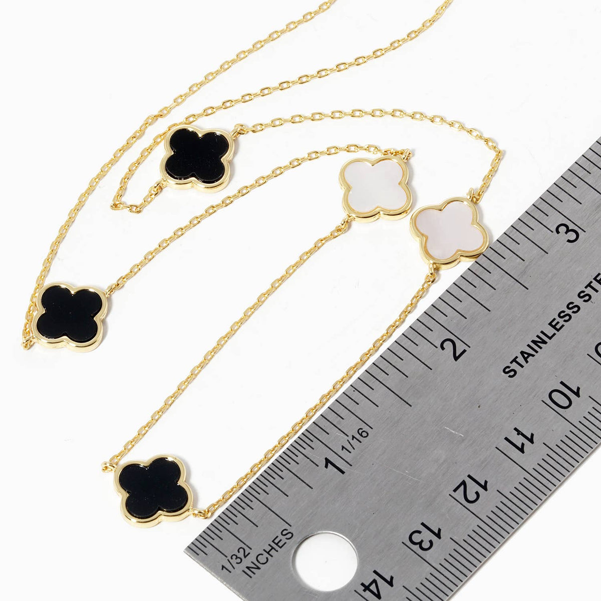 5 Semi-Precious Quatrefoil Pendant 24 Inch Long Station