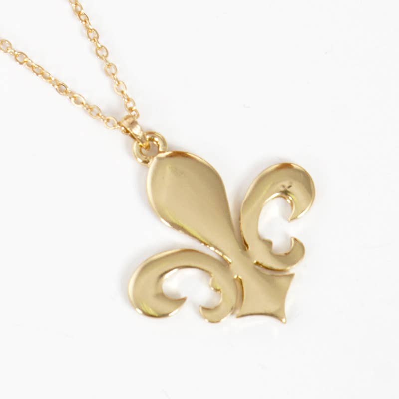 Gold Plated Simple Fleur De Lis Necklace