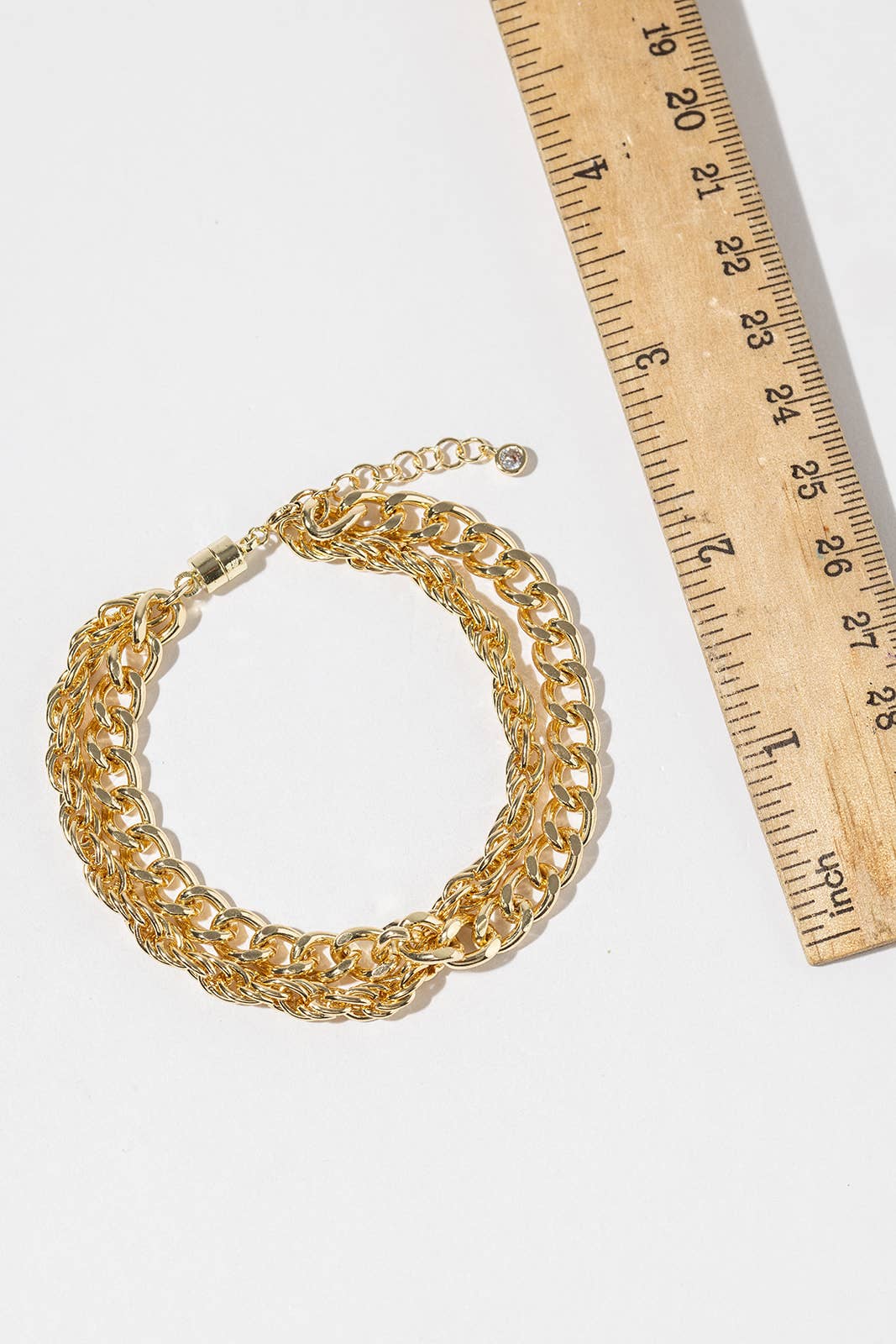Layered Curb & Rope Chain Bracelet with Magnetic Clasp