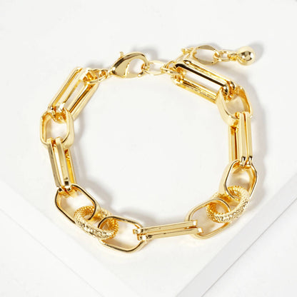 Mixed Texture U-Link Chain Bracelet