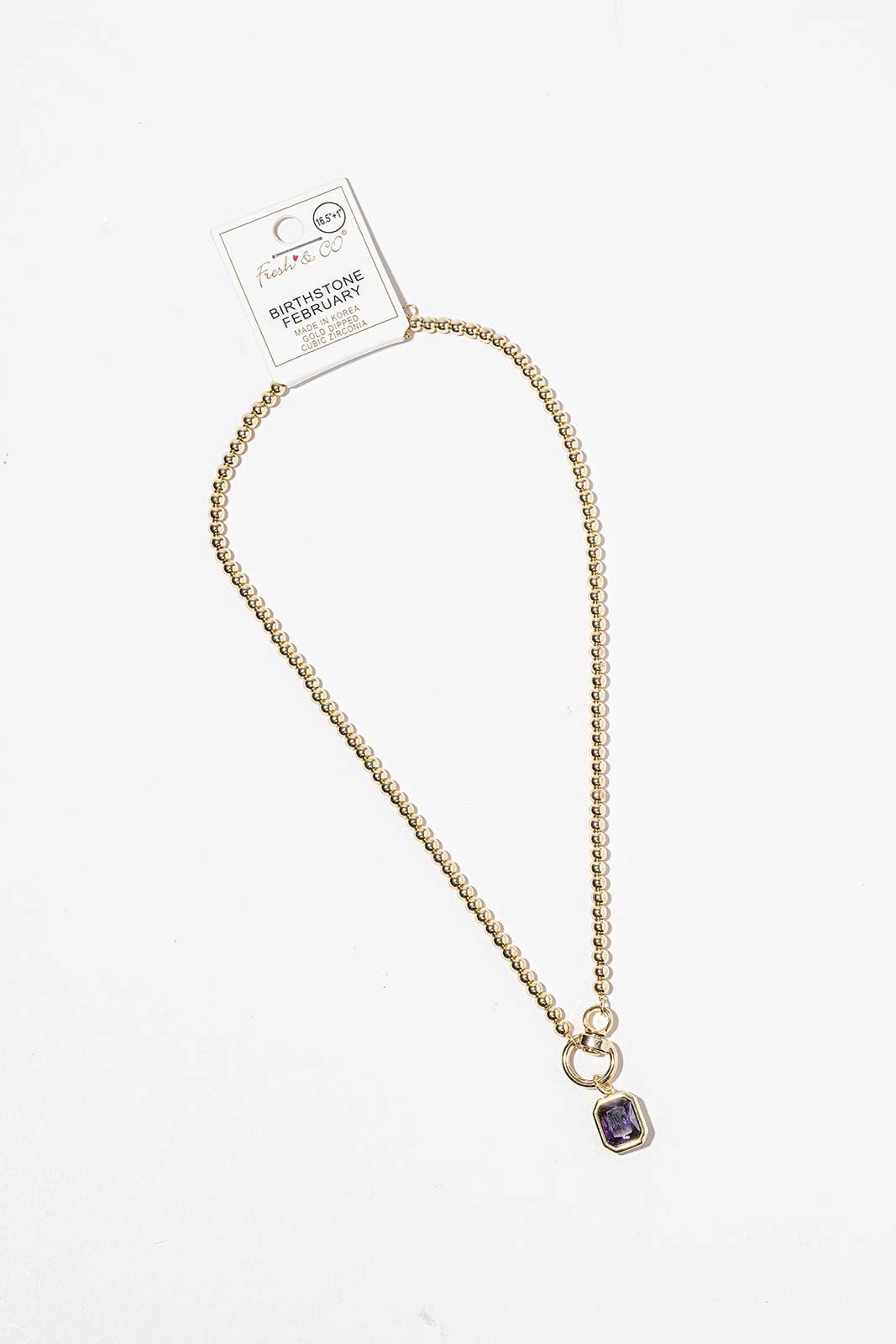 Birthstone Pendant Necklace – Gold-Dipped Ball Chain