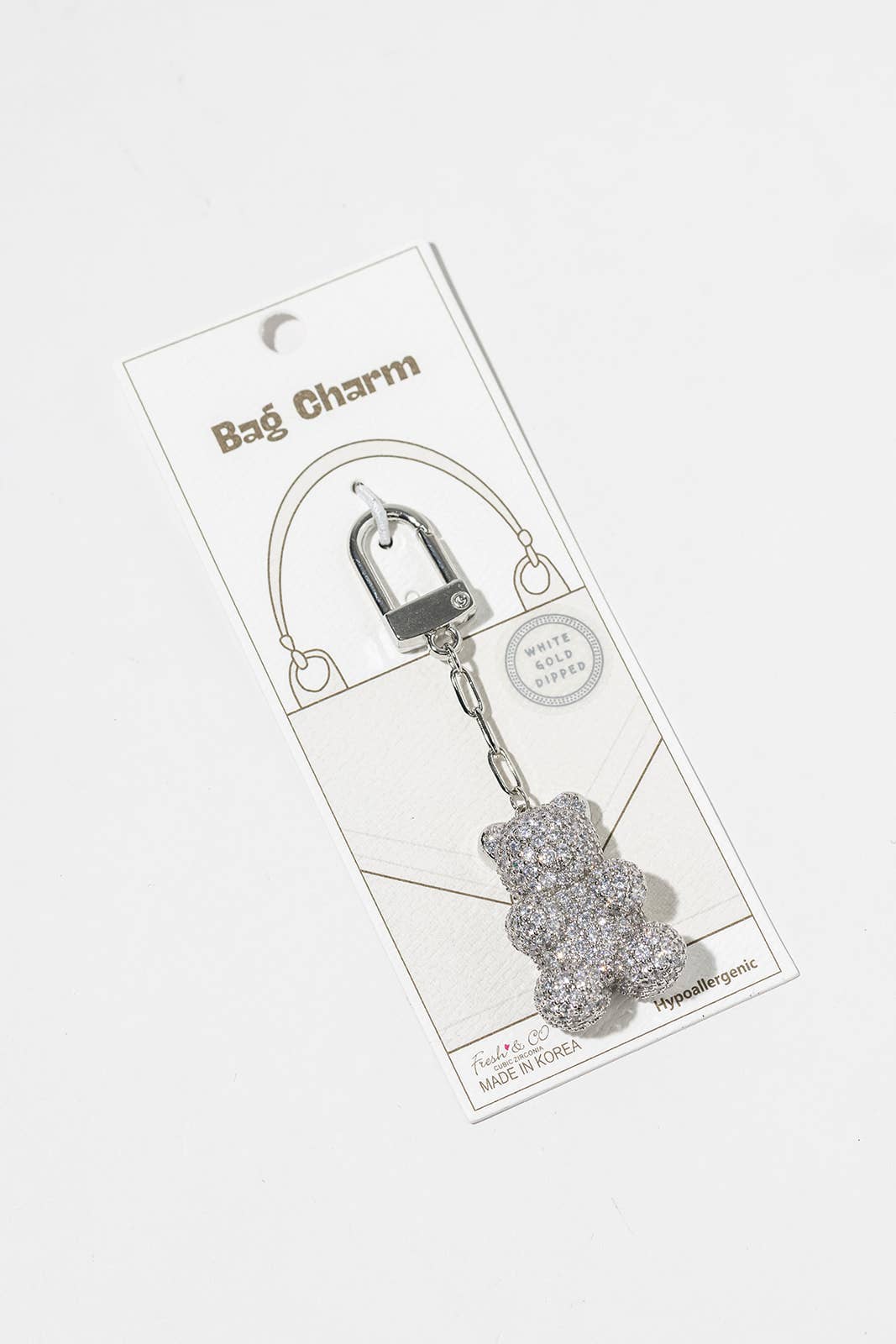 Cubic Zirconia Teddy Bear Bag Charm & Keychain