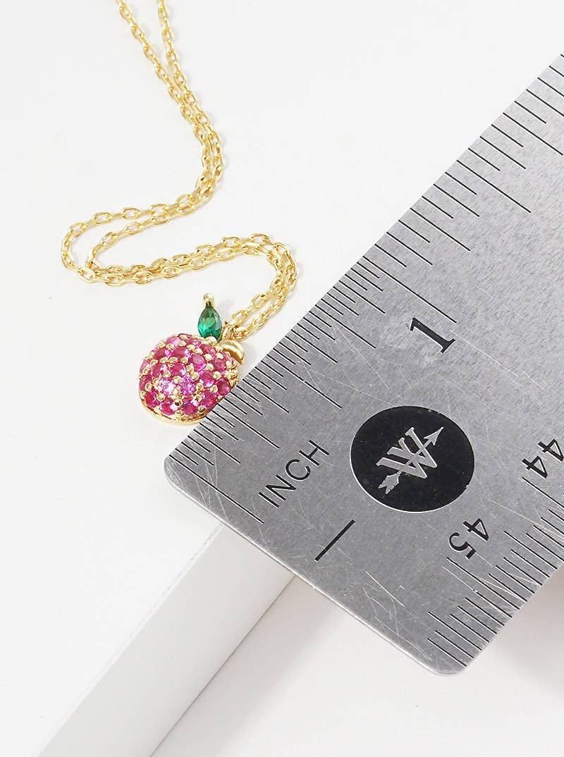 Cubic Zirconia Apple Charm Necklace