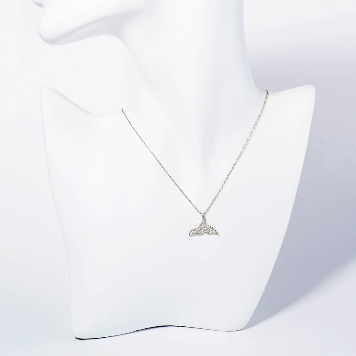 Pave-Set Cubic-Zirconia Whale Tail Pendant Necklace