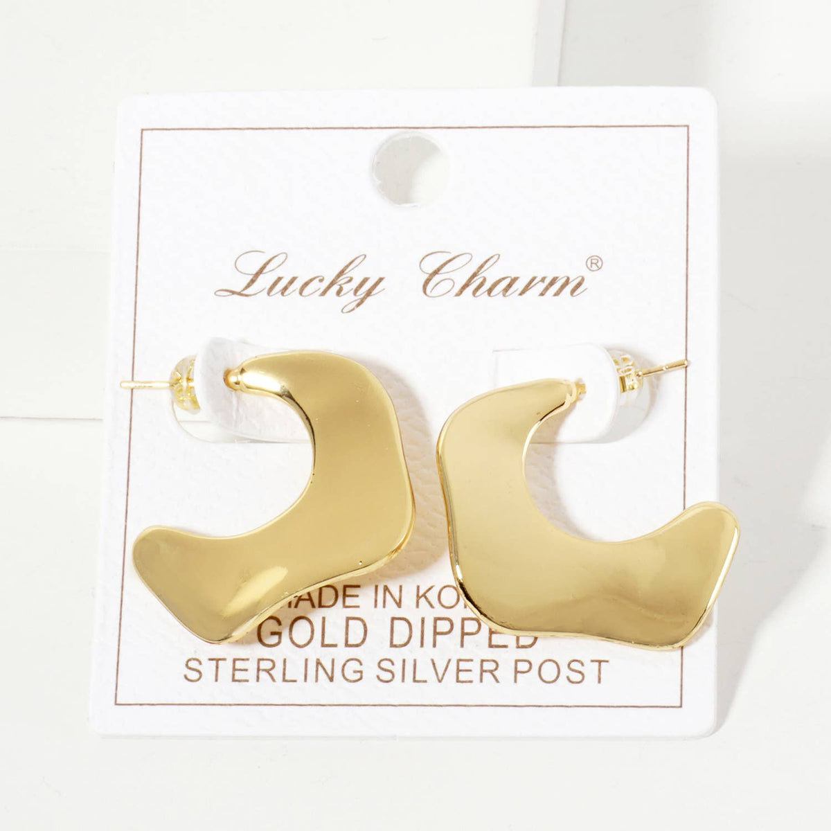 Polished 25mm Wavy Organic 18K-Gold-Dipped Hoop Earrings
