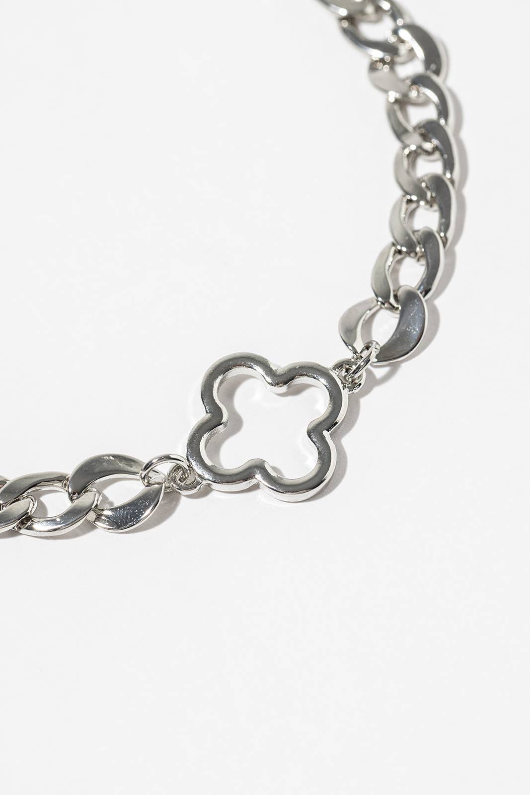 Lucky Clover Open Motif Chunky Link Anklet