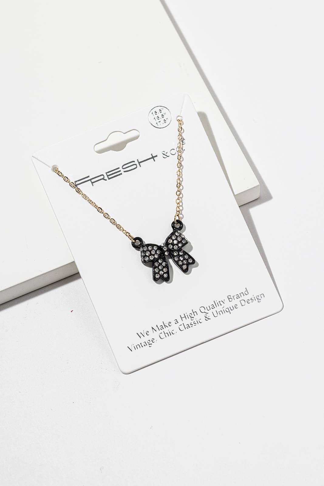 Enamel Crystal Bow Pendant Necklace – Pavé Bow on Chain