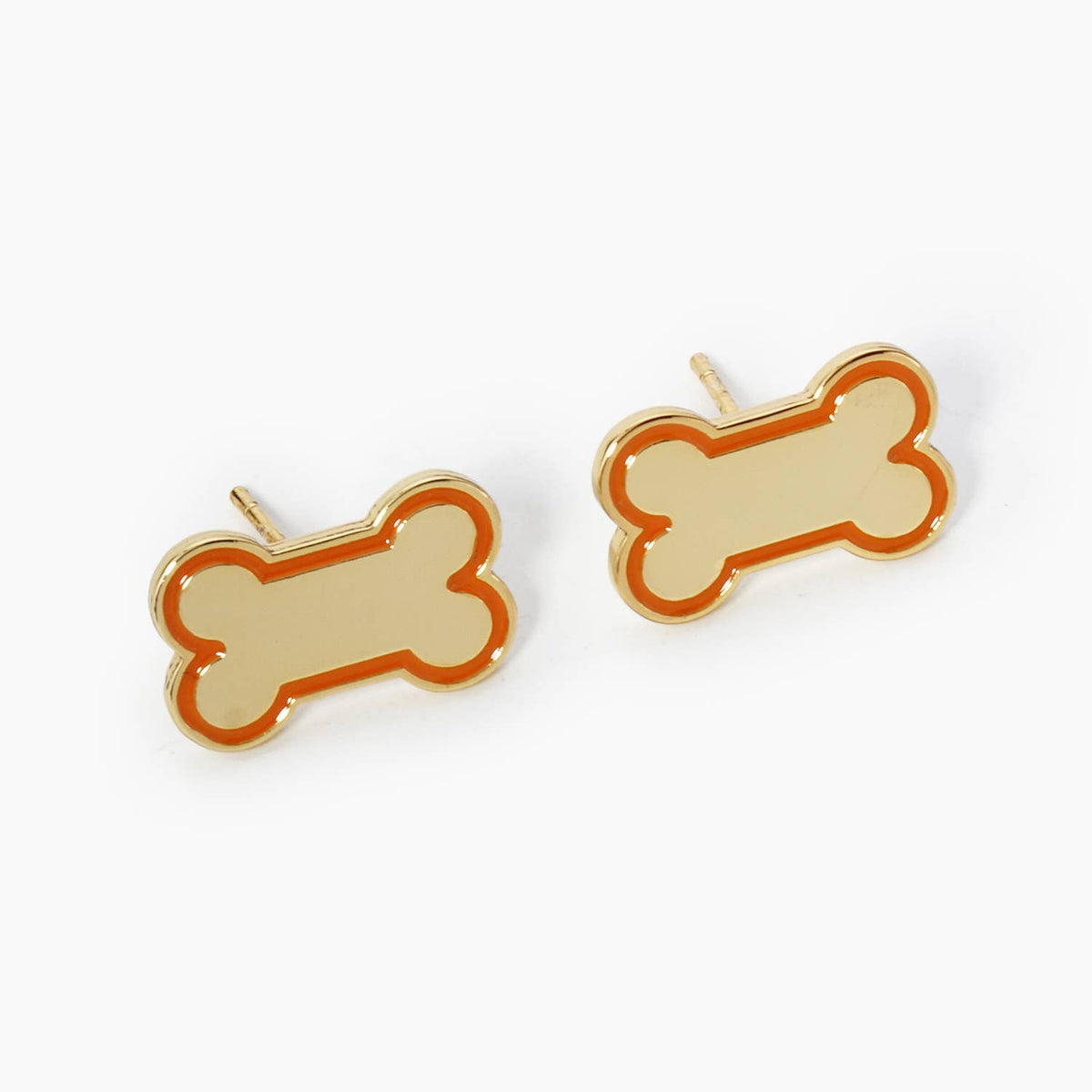 GAME DAY MASCOT 9MM ENAMEL DOG BONE TREAT STUD EARRINGS