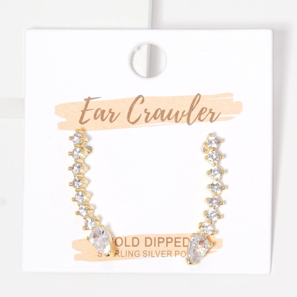 Crystal Teardrop Ear Crawler Climber Earrings